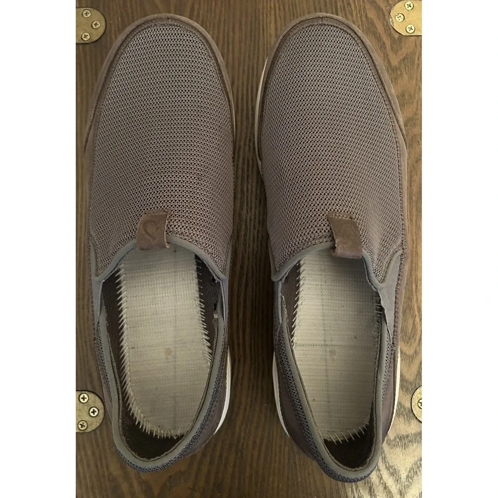 Olukai Men's Makia Slip-on Sneaker‎ Charcoal/Charcoal Size 11 New INSOLES